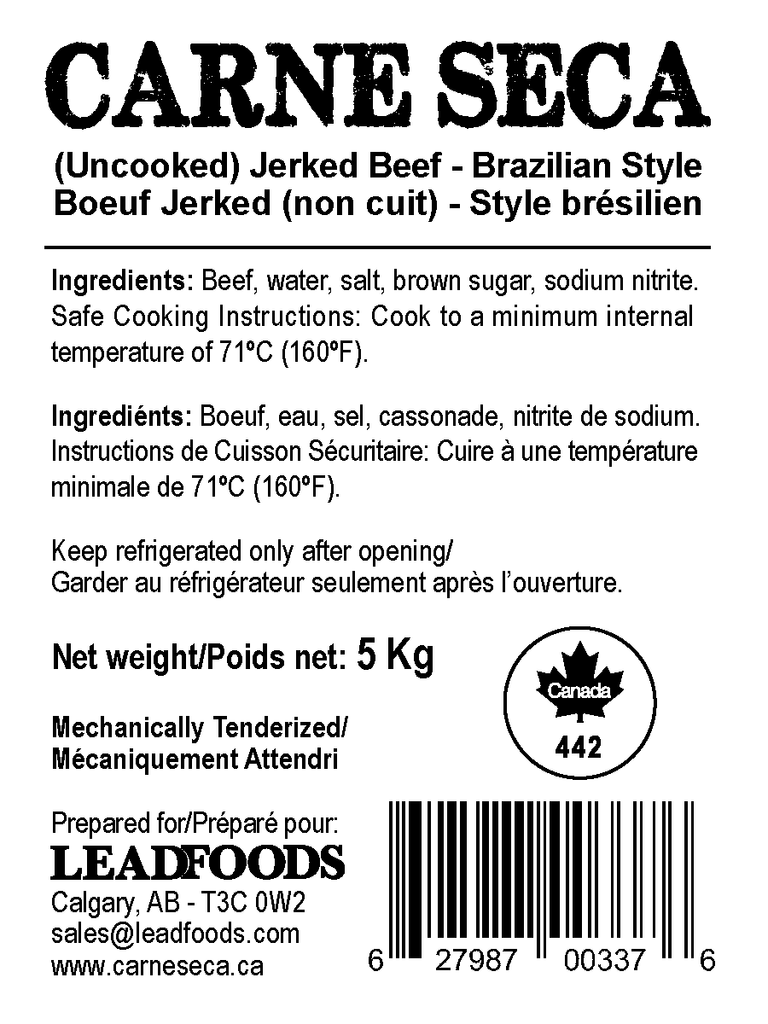 Lead Foods Carne Seca 500g - Salted Dry Beef 17.7 oz
